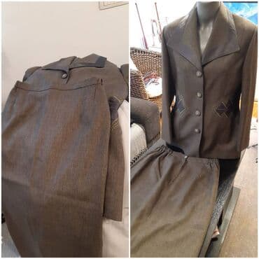 ženski kompleti pantalone i sako: 2XL, Saten, Geometrijski, bоја - Siva — 2