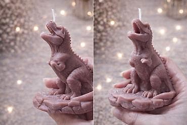 vrata sobna: Sveća u obliku T-rex dinosaurusa - Dekorativna ručno livena sveća sa — 1