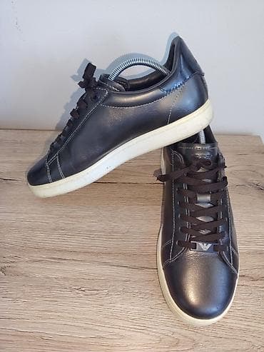 Patike: Emporio Armani muške patike – kožne, tamno sive/ugljen nijanse sa — 3