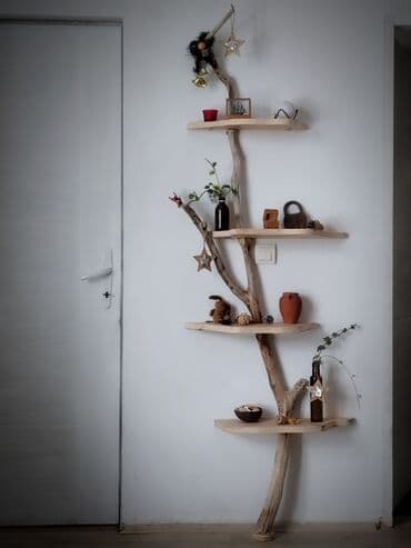 lex namestaj: Unikatna zidna polica “Drvo” - Ručno rađena unilatna dekorativna — 8