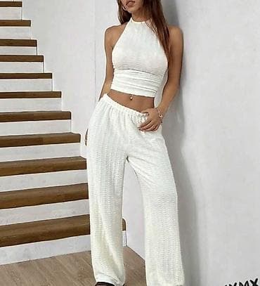nakit za struk: Ženski komplet – top bez rukava + široke pantalone. - Top: pripijena — 6