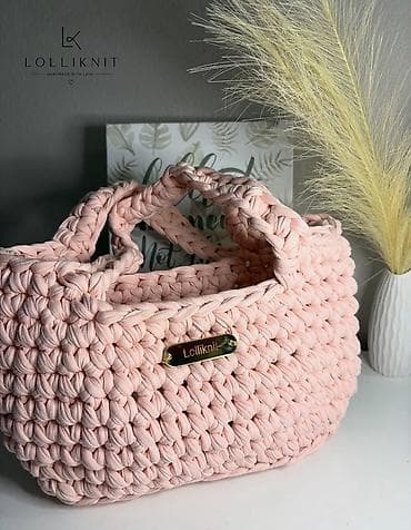 maxfly torbe: Ručna pletena torba Lolliknit - Materijal: debela pamučna traka — 1