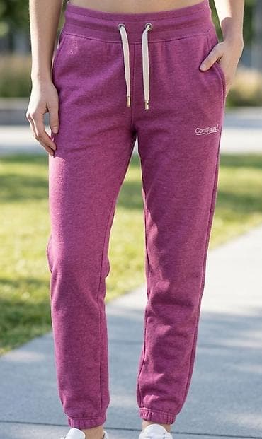 Ženske teget-ružičaste trenerke (jogger kroj) - Materijal: mekani