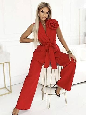 prada beograd: Elegantni ženski komplet bez rukava – sako i pantalone sa širokim — 4