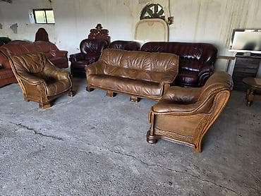 dekor platno za namestaj: Kožna garnitura za dnevnu sobu – 1 - Sastav: trosed i dve fotelje - — 9