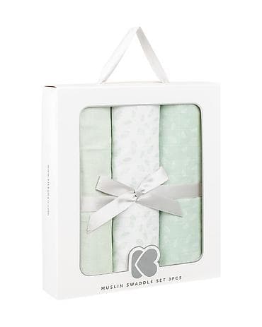 beretka za decu: KikkaBoo Pelene od muslina – set 3 kom, Leaves Mint (šifra: KKB1) - — 1