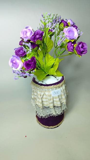 staklene vaze: Dekorativna aranžmanska saksija sa veštačkim cvećem - Buket — 5