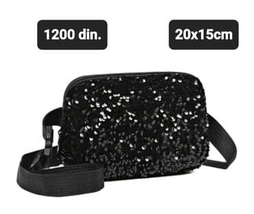 letnje torbe: Šljokičasta crossbody torbica – crna - Dimenzije: 20 x 15 cm — 2