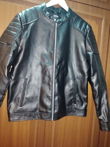 kožne pantalone: Muška crna biker jakna Sinsay - Materijal: veštačka koža (PU) sa — 1