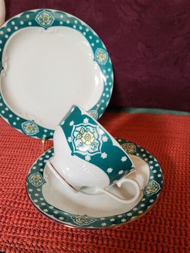 solje za caj: Set memacki porcelan Lettin 70te. Set perfektan. pozlata — 5