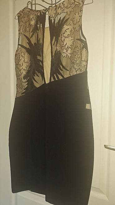 lila haljine: Haljina crna NOVA iz Italije sa zlatno krem crnom cipkom, na grudima — 8