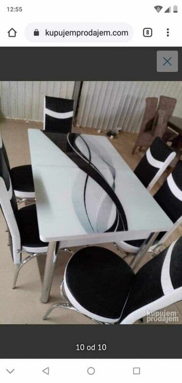 idea sto i stolice: Sto - 80cm Metal noge Ploca univer Staklo 4mm stolica - metal - eko — 4