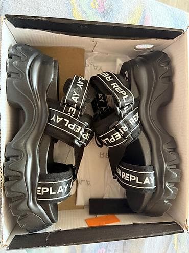 ženske sandale ravne: Replay ženske sandale na platformu - Boja: crna sa belim Replay — 2