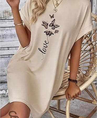 Haljine: Ženska ležerna mini haljina sa kratkim rukavima i džepovima. Ravan — 8