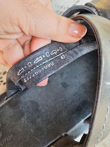 deichmann sandale na platformu: Kožne muške papuče, broj 42 - Materijal: prirodna koža (gornjište i — 6