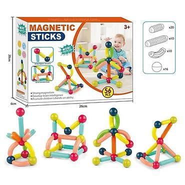 magnetni stapici: Magnetne kocke / štapići 56 pcs – kreativni konstrukcioni set za decu — 1