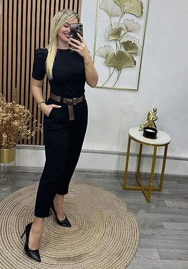 m10 pantalone: ✅Elegantne ženske pantalone sa kaišem - Model: visok struk, blago — 4