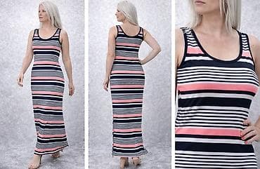 north face obuca: Dugačka haljina na pruge, bez rukava. Pruge su u crnoj, beloj i roze — 1