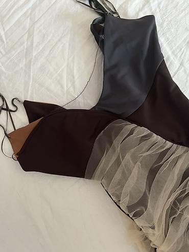 camel boja: ZARA haljina na tanke naramenice, asimetričnog kroja - Brend: ZARA - — 10