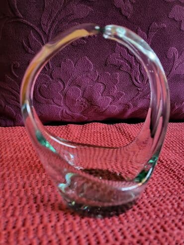 Staro posuđe i escajg: Korpa nova duvano staklo Albi glass Spanija 70te. Visina. 11cm — 1