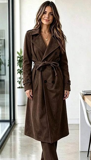 Ženski kaput – klasičan trenč kroj - Dužina ispod kolena, elegantna