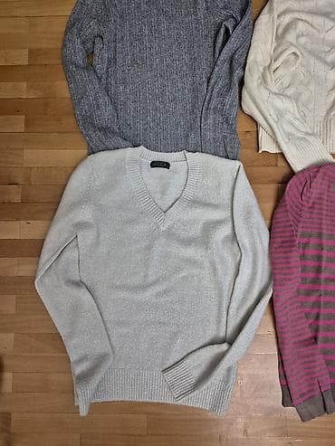 obuca ruma: Ženski džemperi i kardigan – set od 4 komada - Sivi rebrasti džemper — 2