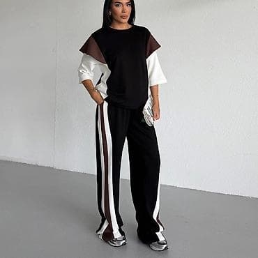 pantalone helanke: Ženski komplet trenerke – bluza i pantalone širokog kroja - — 9