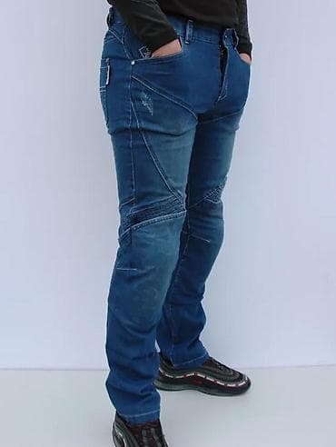 Farmerke: Muške jeans pantalone – biker/karirano šivenje - Model: slim/straight — 3