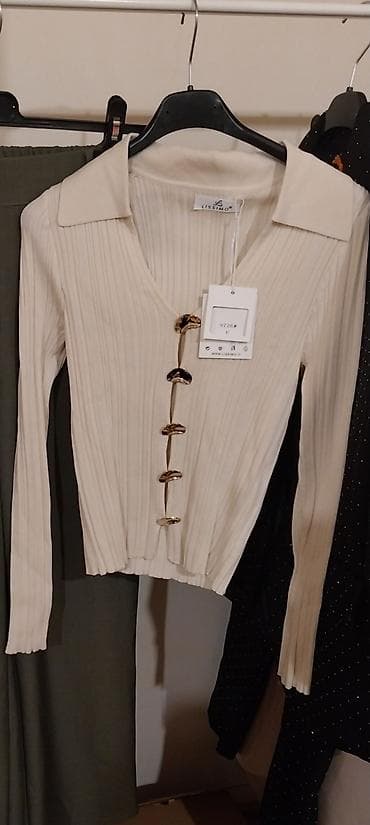 usni: Bluza od trikotaže/Viskoze sa zlatnim detaljima – Univerzalan — 2