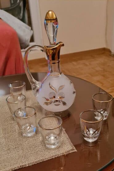 raketa satovi novi: Starinski set, šest čašica za rakiju sa flašom. Flaša kao nova — 3