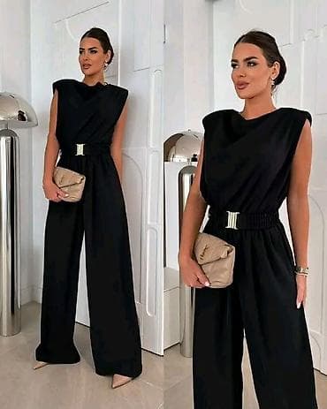 Ženski elegantni kombinezon bez rukava sa širokim nogavicama. -