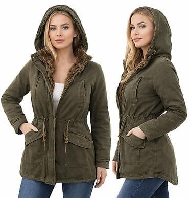 Men's Clothing: Ženska parka jakna sa kapuljačom – maslinasto zelena - Topla — 3