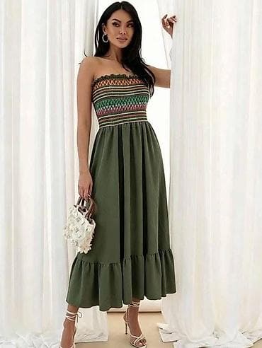 Haljine: Boho haljina na bretele bez naramenica – maxi dužina — 4