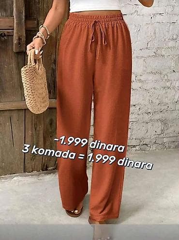 torbe sa stampom: Ženske široke pantalone od viskoze - Materijal: viskoza (lagana — 5