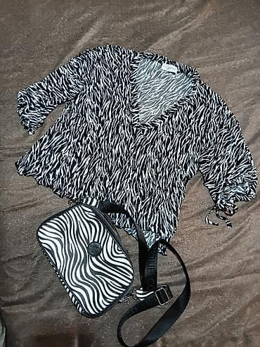 Zebra set: bluza + torbica sa printom - Bluza sa crno-belim zebra