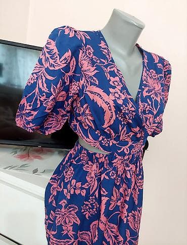 sorc m: Letnja midi haljina sa floralnim printom - Boja: tamno plava osnova — 4