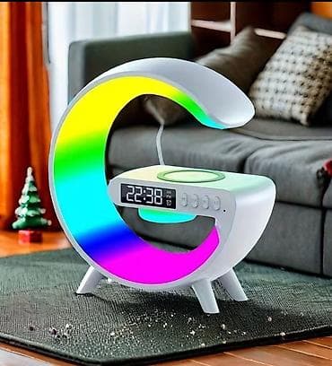 Antique Furniture: 4-u-1 noćna lampa sa bežičnim punjačem, zvučnikom i budilnikom - — 2