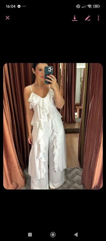 Overalls: Zara, S, color - White — 3