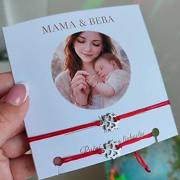 Setovi nakita: Set narukvica „Mama & Beba” – duet crvenih končanih narukvica sa — 3