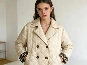 parka h: Ženska prošivena jakna/kabanica sa rever kragnom i dvorednim — 3