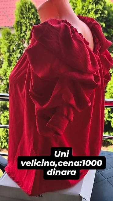 nemacka obuca: Letnja bluza u crvenoj boji, širokog kroja sa nabranim okruglim — 2