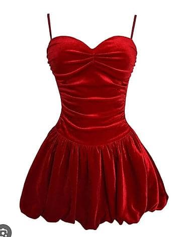 Men's Clothing: Baršunasta mini haljina sa bretelama – srcoliki dekolte - Materijal — 2