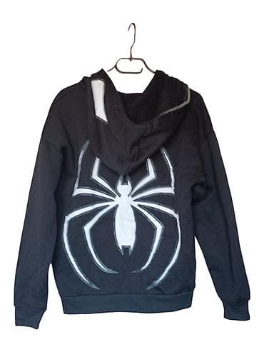 Duksevi: Crna dukserica sa rajsferšlusom – Spider motiv - Boja: crna sa belim — 2