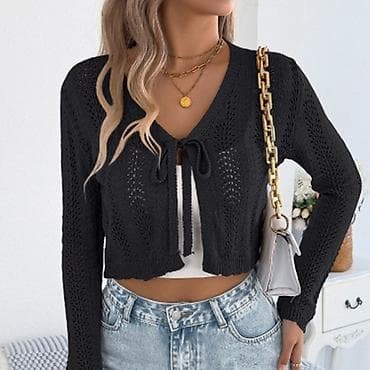 lidl dzemper: Ženski pleteni kardigan sa vezivanjem napred - Krojen kao kratak — 1