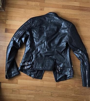 tn crne cena: Ženska moto/rock kožna jakna J&J, veličina M - Materijal: crna — 2