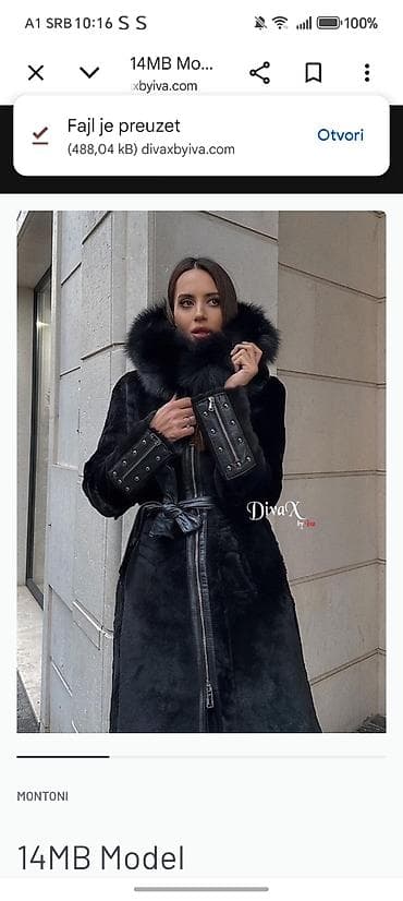 jakna svicarski znak: DivaX by Iva – Montoni kaput “14MB Model” - Boja: crna - Duga silueta — 2