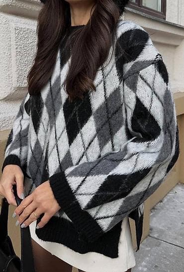 woolmark proizvodi: Džemper sa argyle šarom. - Klasičan argyle dezen u nijansama crne — 2