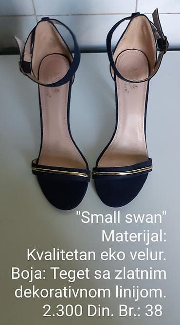 zlatne mindjuse novi sad: Sandale „Small Swan” - Materijal: kvalitetan eko velur - Boja: teget — 1