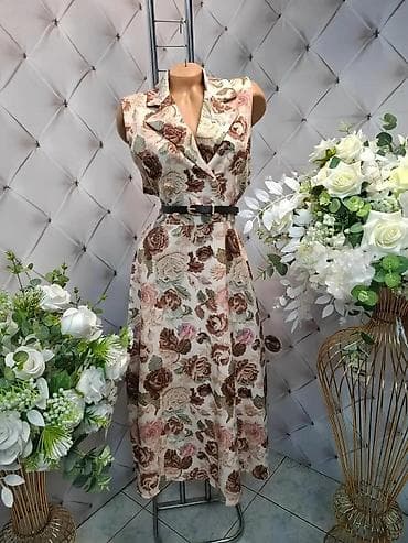 Haljine: Elegantna midi haljina bez rukava sa rever kragnom i pojasom - Kroj — 4