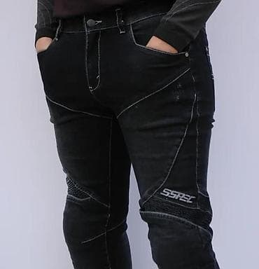 Farmerke: Muške crne farmerke – moto/urban stil - Kroj: slim/straight sa — 8